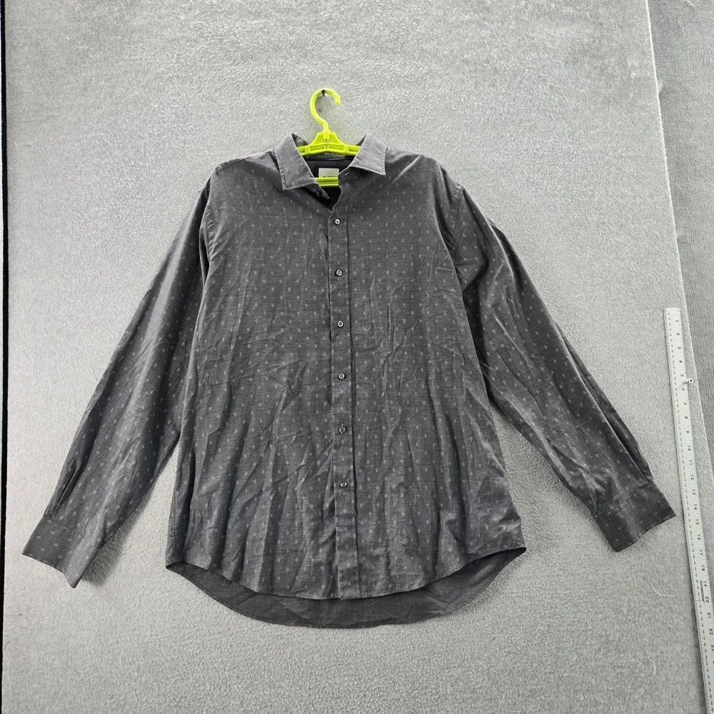 Polo Ralph Lauren Men Button Up Shirt XL Gray Geometric Long‎ Sleeve